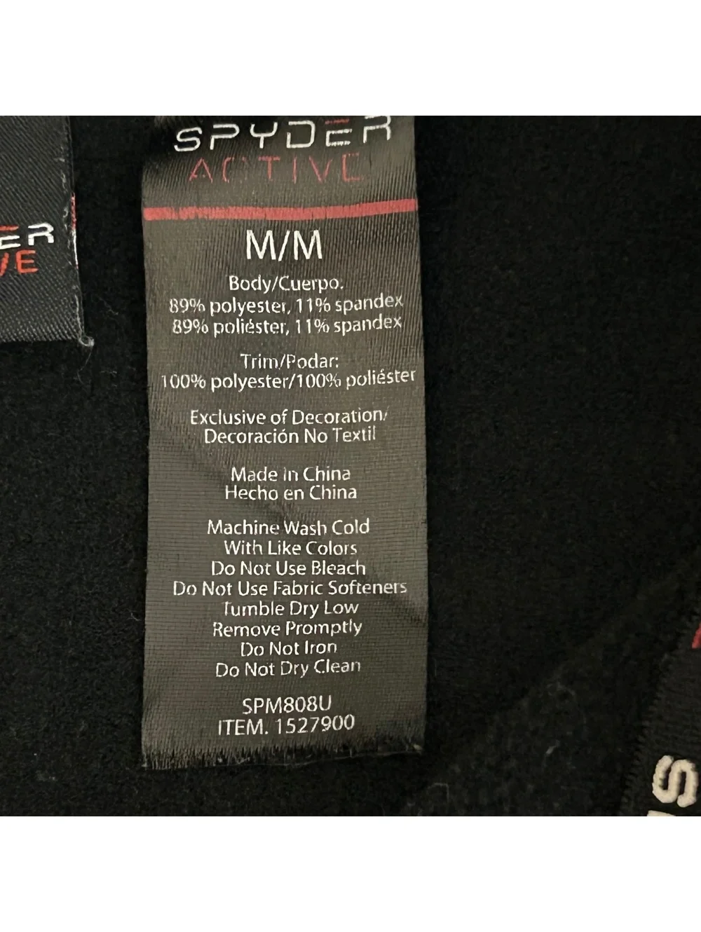 Spyder Active Pullover Mens Medium Black  1/4 Zip Performance Stretch Jacket